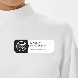 Etiqueta De Nome Logotipo preto branco 2 colorido magnético