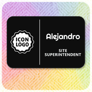Etiqueta De Nome Logotipo Preto Branco ID de Funcionário Minimalist