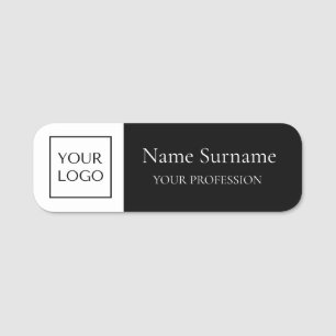 Etiqueta De Nome Logotipo Preto Promocional