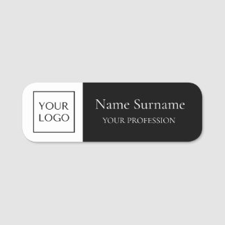 Etiqueta De Nome Logotipo Preto Promocional