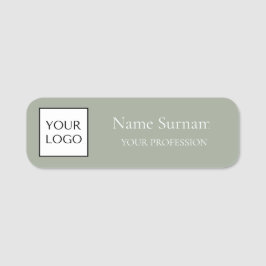 Etiqueta De Nome Logotipo Promocional Verde Sage 