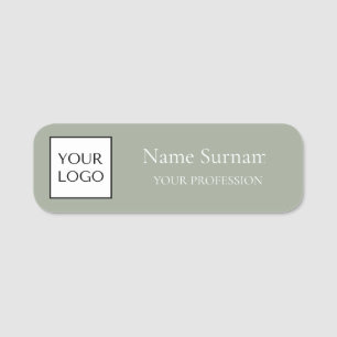 Etiqueta De Nome Logotipo Promocional Verde Sage 