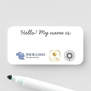 Etiqueta De Nome Logotipos brancos, pretos, simples 3, Olá! Meu Nom