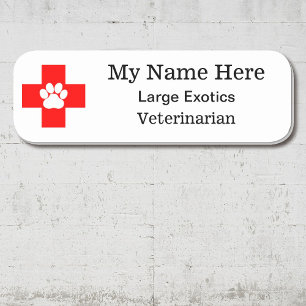 Etiqueta De Nome Logoveterinário 3 linhas Texto redondo