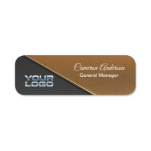 Luxury Diagonal Gold Black Name Tag