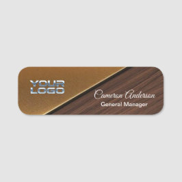 Etiqueta De Nome Luxury Diagonal Wood Gold Name Tag