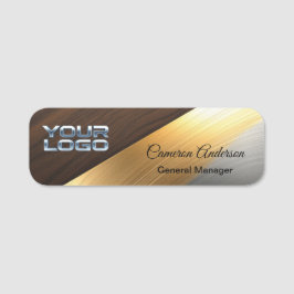 Etiqueta De Nome Luxury Diagonal Wood Metal Name Tag