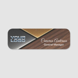 Etiqueta De Nome Luxury Geometric Wood Metal Name Tag