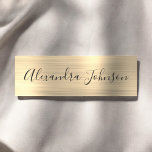 Etiqueta De Nome Luxury Gold Foil Moderno Profissional<br><div class="desc">Nome de etiqueta de Negócios Minimalista de Aço Inoxidável Metálico de Luxo Gold com letra branca com tipografia de assinatura de script para o monograma. O Nome de etiqueta de Cartão de visita de metal de luxo dourado pode ser personalizado com seu nome. Entre em contato com o designer para...</div>
