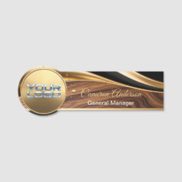 Etiqueta De Nome Luxury Wood Gold Dynamic Sweep Name Tag