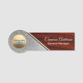 Etiqueta De Nome Luxury Wood Silver Metal Name Tag