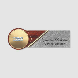 Etiqueta De Nome Luxury Wood Textured Silver Name Tag