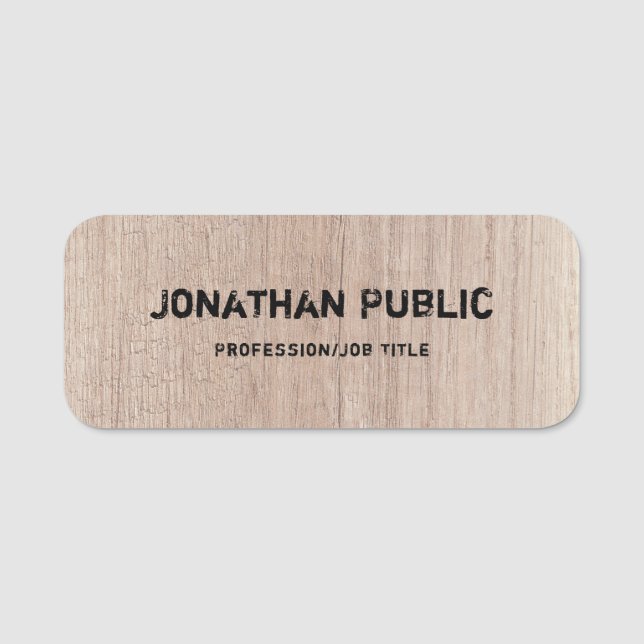 Etiqueta De Nome Madeira parece Modelo de texto perturbado (Frente)