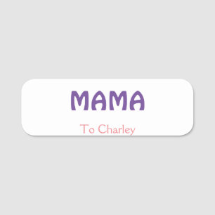 Etiqueta De Nome Mamãe feliz mãe retro roxo adicione o nome texto v