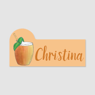 Etiqueta De Nome Mango Lassi Refrescando a Fruta de iogurte Indiana