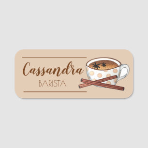 Etiqueta De Nome Masala Chai Tea Latte Teacup Indian Café