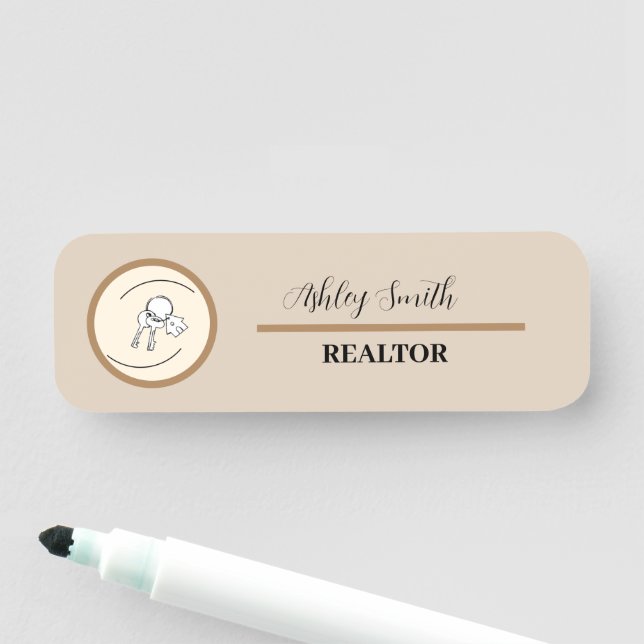 Etiqueta De Nome Menor branco bege personalizado (In Situ)