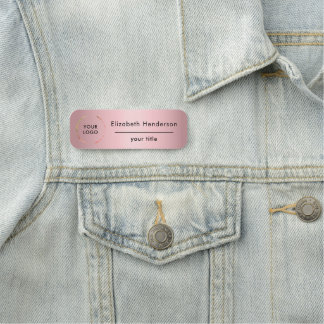 Etiqueta De Nome Metálico rosa com o seu logotipo