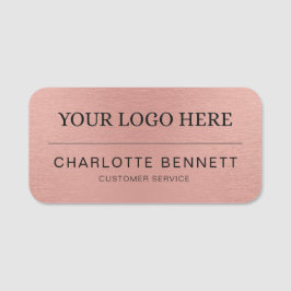 Etiqueta De Nome Metallic Rose Gold Logo Office Employee Staff
