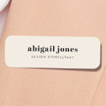 Etiqueta De Nome Minimal Vintage Retro Organic Natural Cream<br><div class="desc">A simple stylish custom design with retro typography on a cream background. The text can easily be personalized to make a design as unique as you are! The perfect trendy bespoke design for personal or business use!</div>