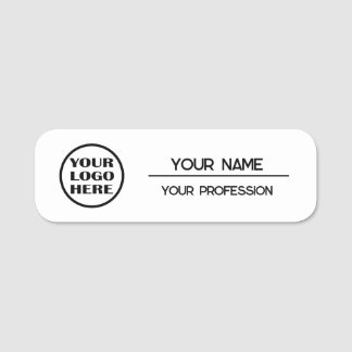 Etiqueta De Nome Minimalist Black & White Professional NameTag Logo