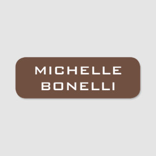 Etiqueta De Nome Minimalist Plain Modern Brown