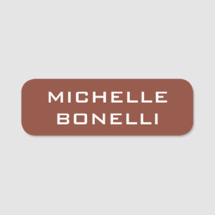 Etiqueta De Nome Minimalist Plain Modern Brown