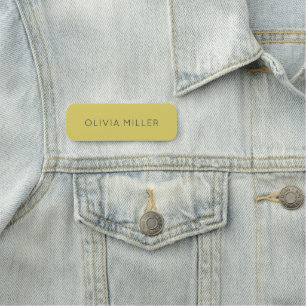 Etiqueta de Nome Minimalista Amarelo Suave e Quent