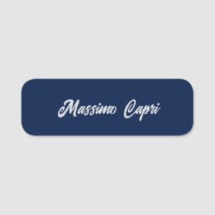 Etiqueta De Nome Minimalista Azul Escuro Elegante Nome Próprio Text