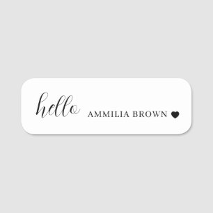 Etiqueta De Nome Minimalista branco Design Modern Heart Clean