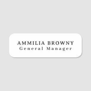 Etiqueta De Nome Minimalista branco Modern Clean Professional