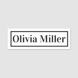 Etiqueta De Nome Minimalista Elegante Preto E Branco Personalizado