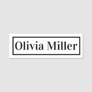Etiqueta De Nome Minimalista Elegante Preto E Branco Personalizado