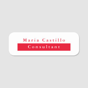 Etiqueta De Nome Minimalista Vermelho Elegante Moderno