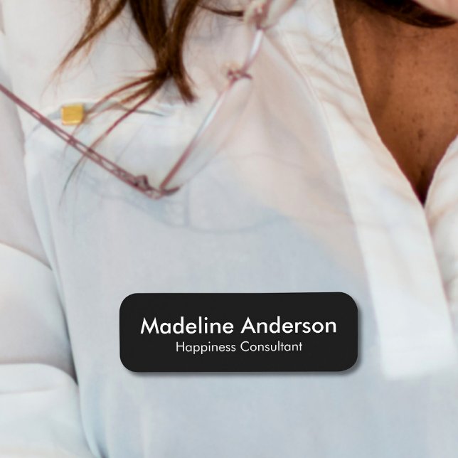 Etiqueta De Nome Mínimo moderno e simples preto profissional (Criador carregado)