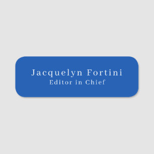 Etiqueta De Nome Mínimo Moderno Elegante de Cobalto Azul