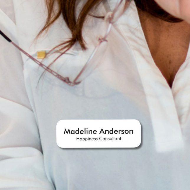 Etiqueta De Nome Mínimo moderno, simples, branco profissional (Criador carregado)