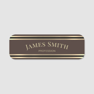 Etiqueta De Nome Mocha Dark Brown & Luxury Preto Dourado: Profissio