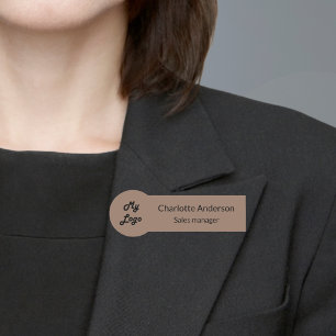 Etiqueta De Nome Mocha muda o logotipo marrom do funcionário comerc