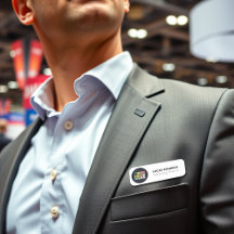 Modelo de Crachá de  de Nome Branco e Preto Modern