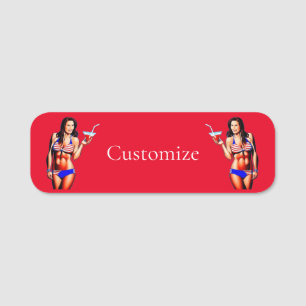 Etiqueta De Nome Modelo de Malhação Bikini Patriótico Thunder_Cove