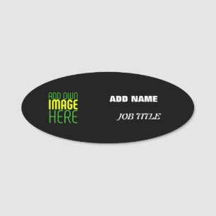 ETIQUETA DE NOME MODELO DE TEXTO DE IMAGEM NEGRA SIMPLES EDITÁVEL M