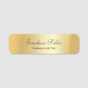 Etiqueta De Nome Modelo Dourado elegante moderno do roteiro feito
