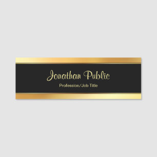 Etiqueta De Nome Modelo escrito à mão moderno Dourado feito sob