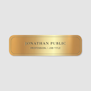 Etiqueta De Nome Modelo Luxuoso Elegante Dourado Glamour Profission