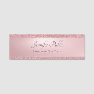 Etiqueta De Nome Modelo Moderno com Glitter Dourado Rosa