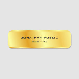 Etiqueta De Nome Modelo Personalizado Moderno Elegante Dourado Fals