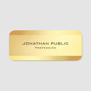 Etiqueta De Nome Modelo Simples Elegante Moderno Dourado Glamor