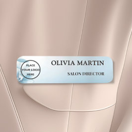 Etiqueta De Nome Modern Blue Flower Magnetic Name Badge Custom