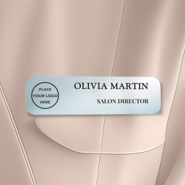 Etiqueta De Nome Modern Blue Gradient Magnetic Name Badge Custom (Criador carregado)